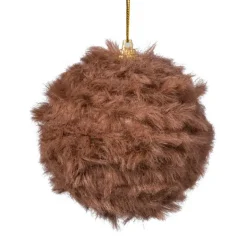 Xenos Kerstbal fluffy - bruin- Kerstballen