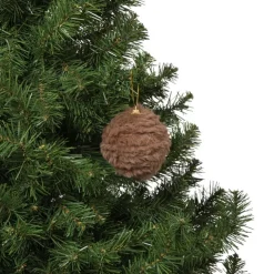 Xenos Kerstbal fluffy - bruin- Kerstballen