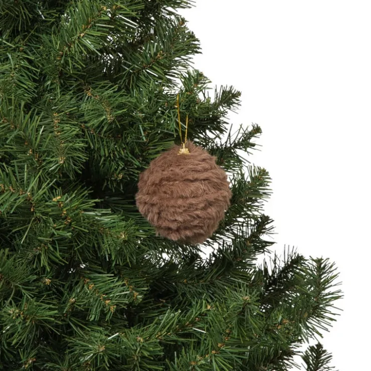 Xenos Kerstbal fluffy - bruin- Kerstballen