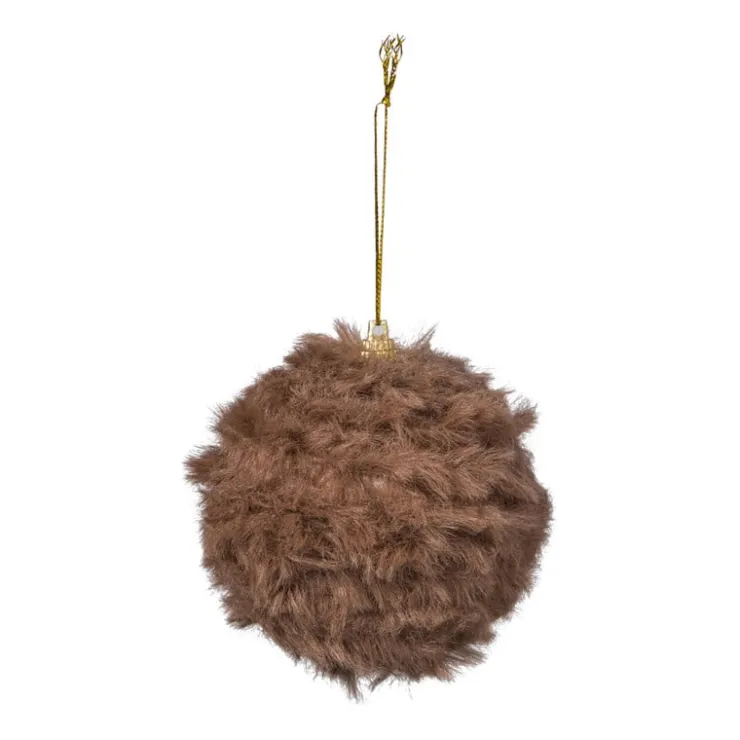 Xenos Kerstbal fluffy - bruin- Kerstballen