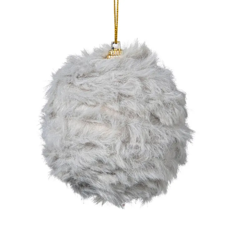 Xenos Kerstbal fluffy - grijs- Kerstballen