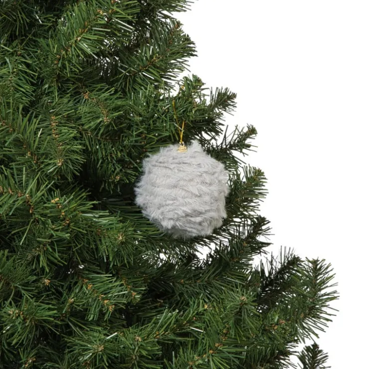 Xenos Kerstbal fluffy - grijs- Kerstballen