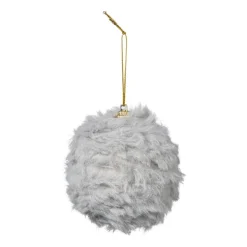 Xenos Kerstbal fluffy - grijs- Kerstballen