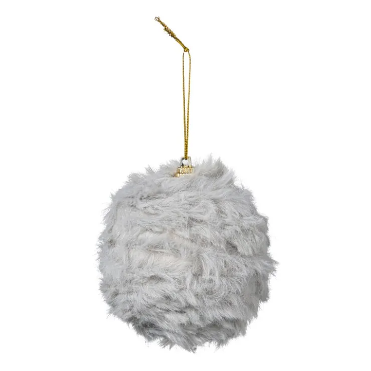 Xenos Kerstbal fluffy - grijs- Kerstballen