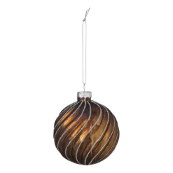 Xenos Kerstbal gedraaid streep - bruin- Kerstballen