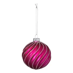 Xenos Kerstbal gedraaid streep - roze- Kerstballen