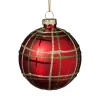 Xenos Kerstbal geruit - rood- Kerstballen