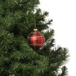 Xenos Kerstbal geruit - rood- Kerstballen