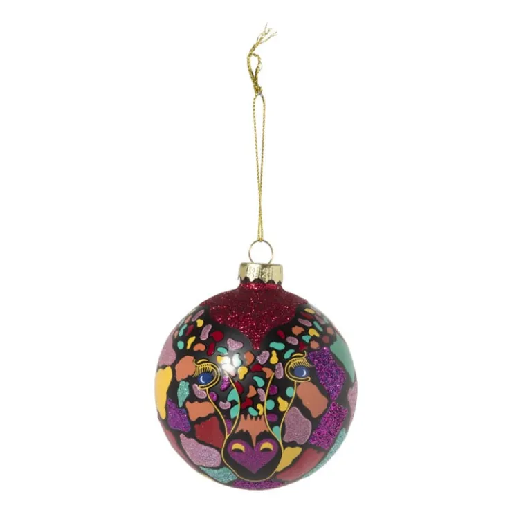 Xenos Kerstbal giraf - glas - ø8 cm- Kerstballen