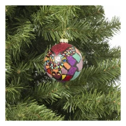 Xenos Kerstbal giraf - glas - ø8 cm- Kerstballen