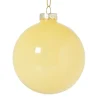 Xenos Kerstbal glas - geel - ø8 cm- Kerstballen