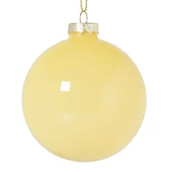 Xenos Kerstbal glas - geel - ø8 cm- Kerstballen