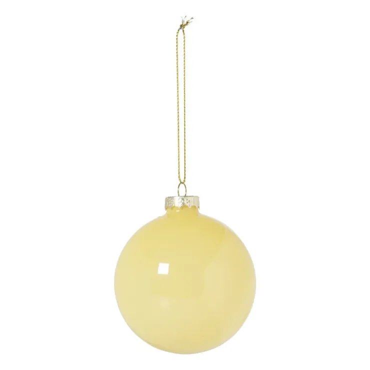 Xenos Kerstbal glas - geel - ø8 cm- Kerstballen