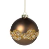 Xenos Kerstbal glitter en mat - bruin- Kerstballen