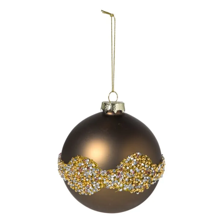 Xenos Kerstbal glitter en mat - bruin- Kerstballen