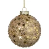 Xenos Kerstbal glitter sterretjes - goudkleurig- Kerstballen