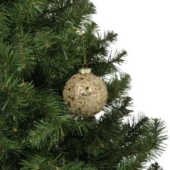 Xenos Kerstbal glitter sterretjes - goudkleurig- Kerstballen