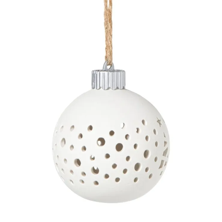 Xenos Kerstbal LED stippen - wit- Kerstballen