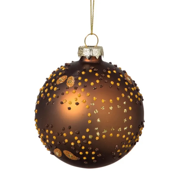 Xenos Kerstbal mat - donkerbruin- Kerstballen