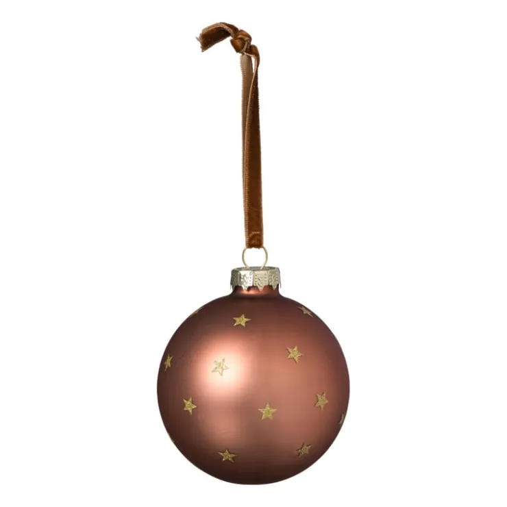 Xenos Kerstbal met gouden sterretjes - roze- Kerstballen