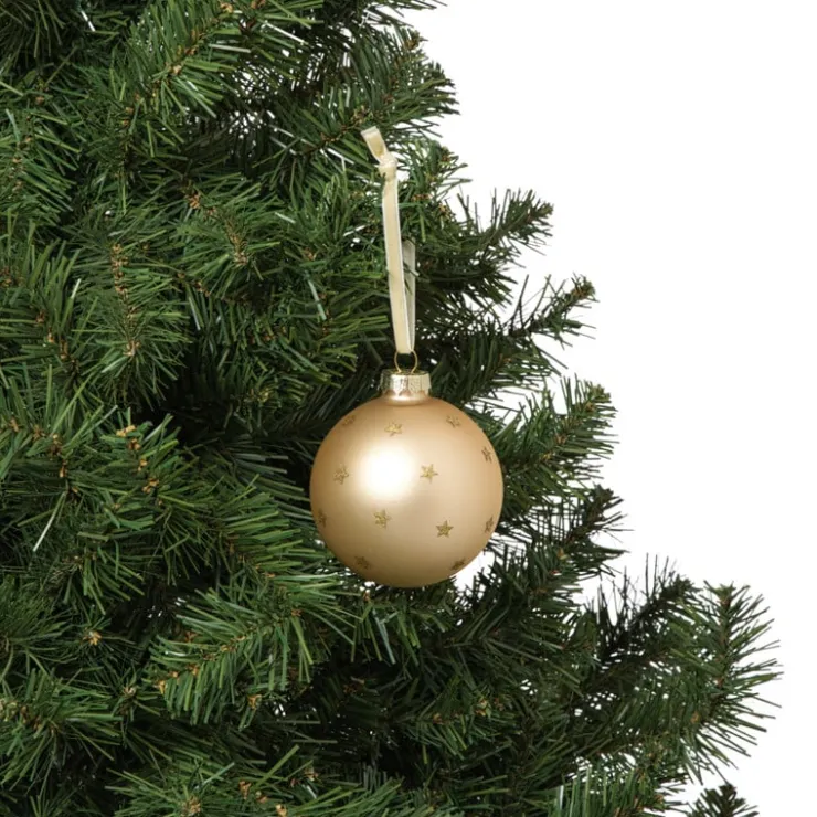 Xenos Kerstbal met sterretjes - beige- Kerstballen