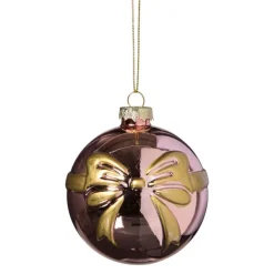 Xenos Kerstbal met strik - roze- Kerstballen