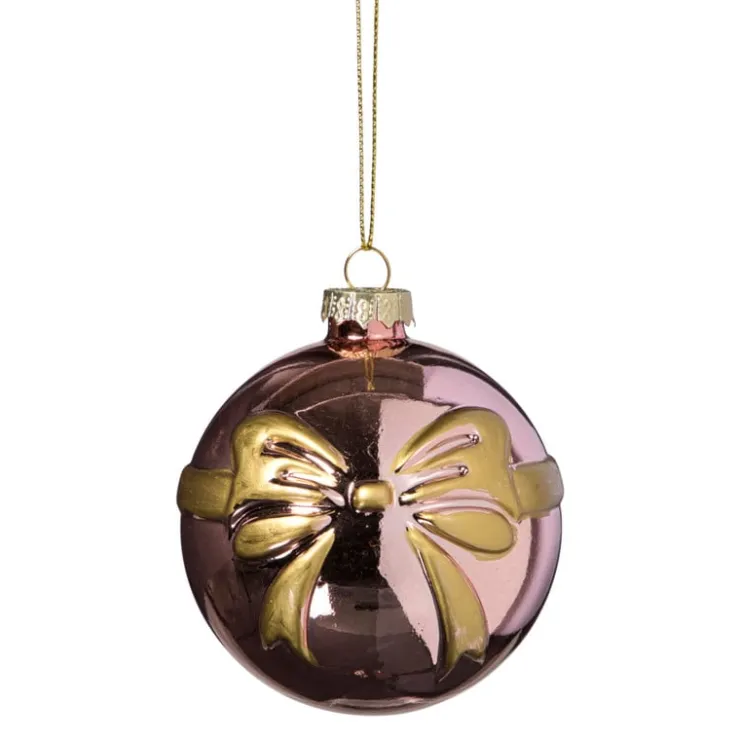 Xenos Kerstbal met strik - roze- Kerstballen