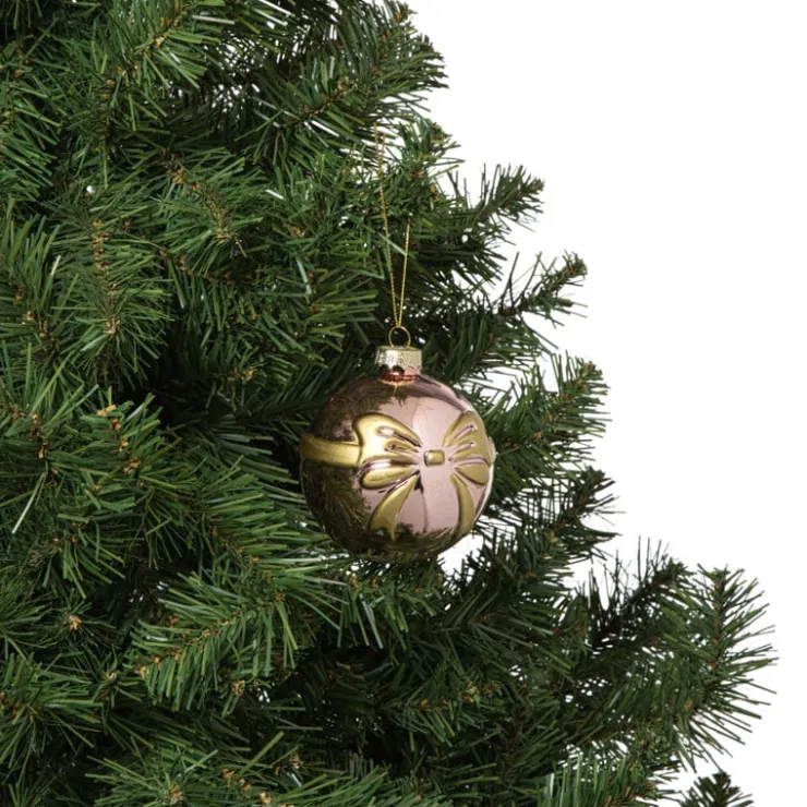 Xenos Kerstbal met strik - roze- Kerstballen