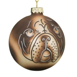 Xenos Kerstbal mopshond - glas - ø8 cm- Kerstballen