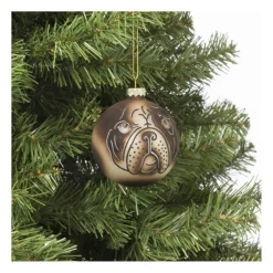 Xenos Kerstbal mopshond - glas - ø8 cm- Kerstballen