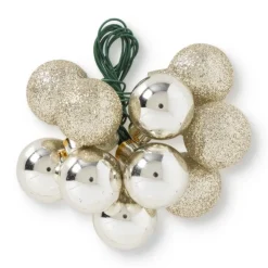 Xenos Kerstbal op steker - goudkleurig/zilver- Kerstballen