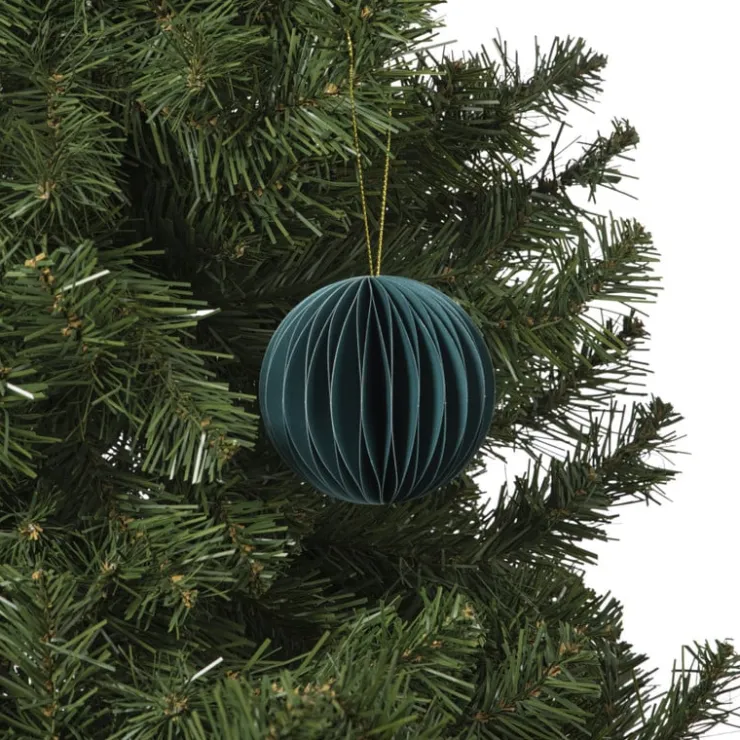 Xenos Kerstbal papier - groen -ø8 cm- Kersthangers|Kerstballen
