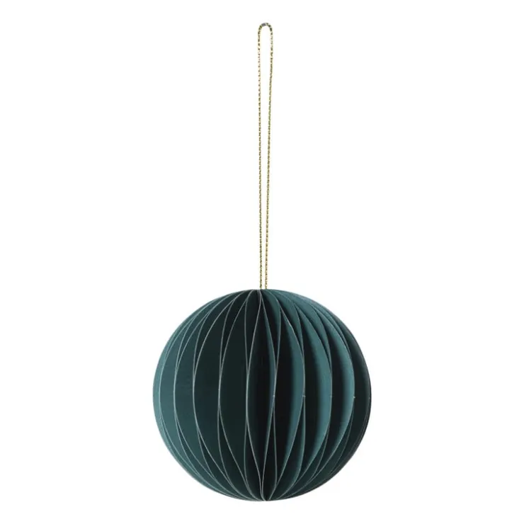 Xenos Kerstbal papier - groen -ø8 cm- Kersthangers|Kerstballen