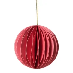 Xenos Kerstbal papier - roze - ø8 cm- Kersthangers|Kerstballen