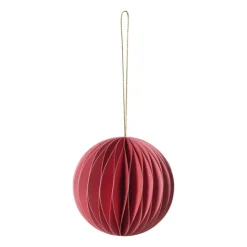 Xenos Kerstbal papier - roze - ø8 cm- Kersthangers|Kerstballen