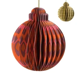Xenos Kerstbal papier clashing colours rond - diverse varianten - ø7x9.5 cm- Kersthangers|Kerstballen