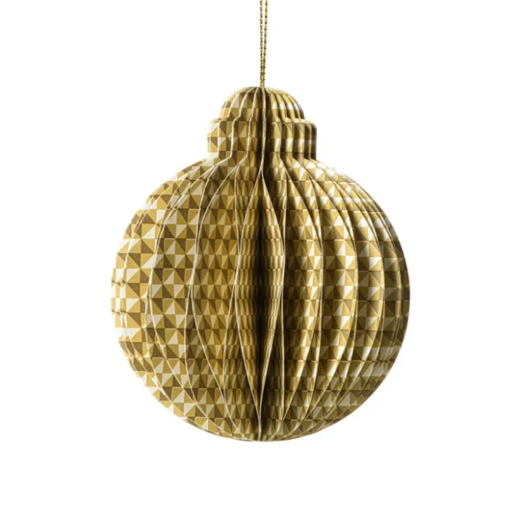 Xenos Kerstbal papier clashing colours rond - diverse varianten - ø7x9.5 cm- Kersthangers|Kerstballen