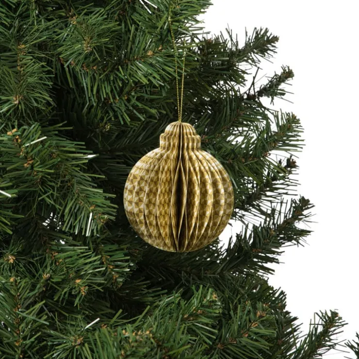 Xenos Kerstbal papier clashing colours rond - diverse varianten - ø7x9.5 cm- Kersthangers|Kerstballen