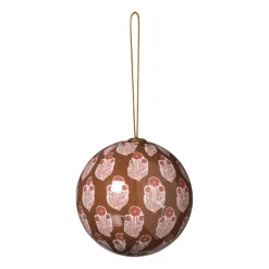 Xenos Kerstbal print - rood/beige- Kerstballen