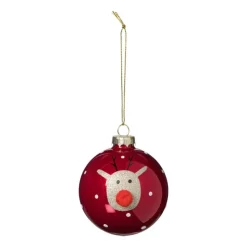 Xenos Kerstbal rendier - rood- Kerstballen