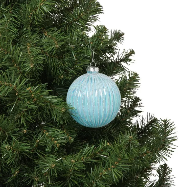 Xenos Kerstbal ribbels - lichtblauw- Kerstballen