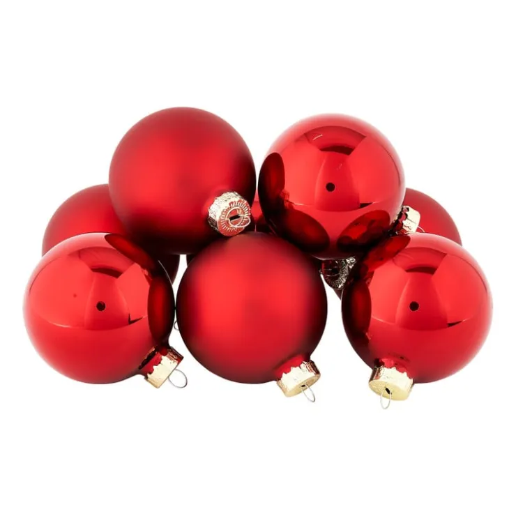 Xenos Kerstbal rood - glas - set van 8- Kerstballen
