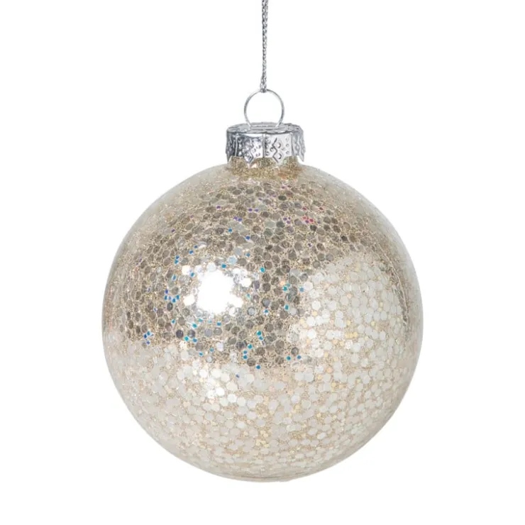 Xenos Kerstbal sequins - beige- Kerstballen