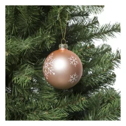Xenos Kerstbal sneeuwvlok - roze - ⌀8 cm- Kerstballen