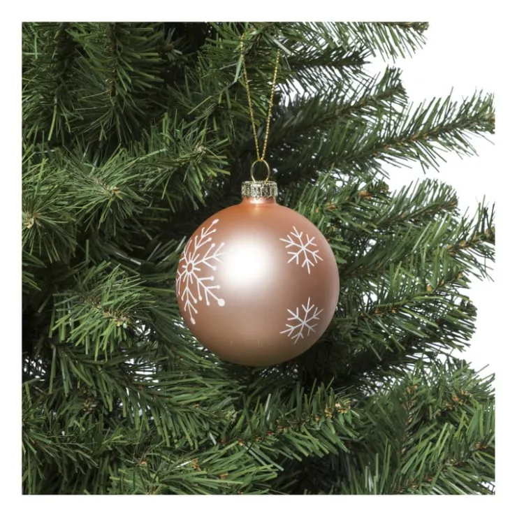 Xenos Kerstbal sneeuwvlok - roze - ⌀8 cm- Kerstballen