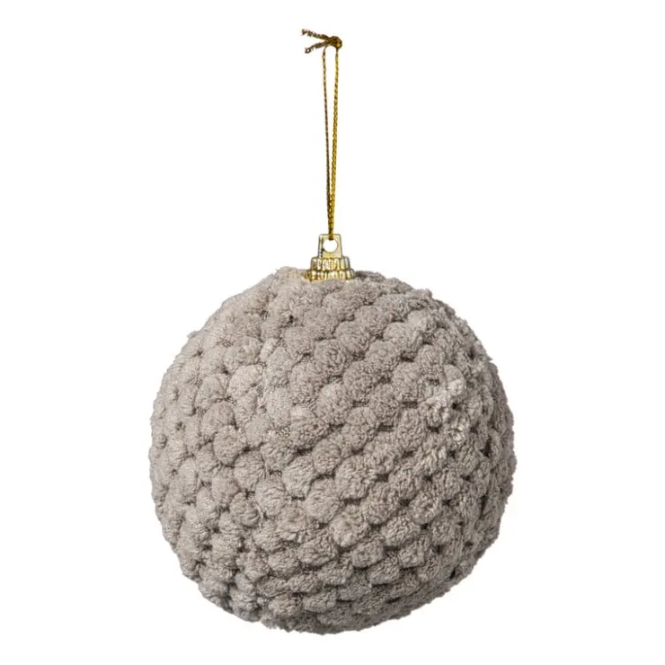 Xenos Kerstbal stof - grijs- Kerstballen