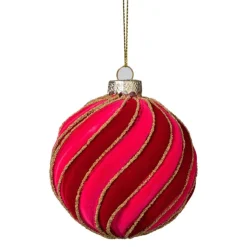 Xenos Kerstbal swirl velvet - paars/roze- Kerstballen