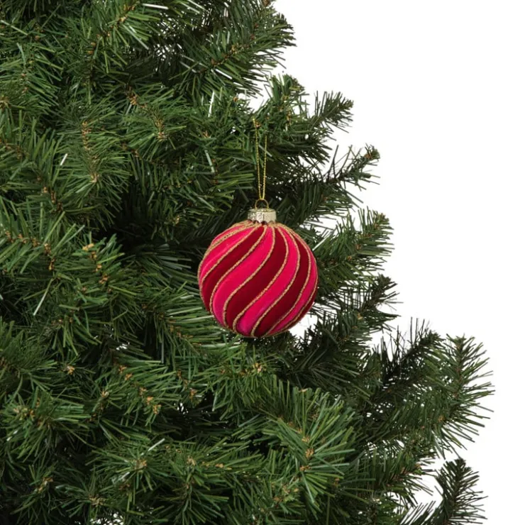 Xenos Kerstbal swirl velvet - paars/roze- Kerstballen