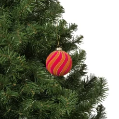 Xenos Kerstbal swirl velvet - roze/oranje- Kerstballen