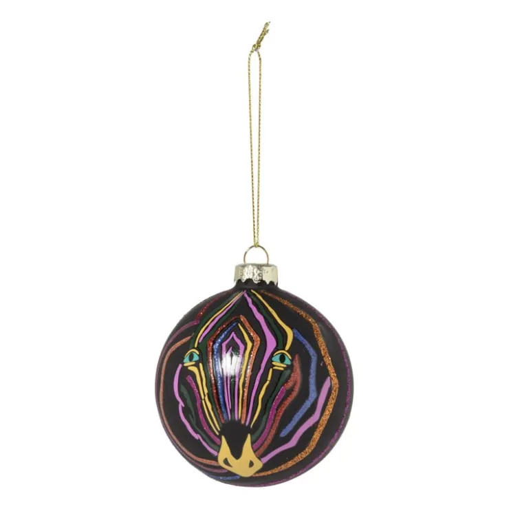 Xenos Kerstbal zebra - glas - ø8 cm- Kerstballen